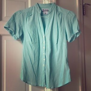 Short-sleeve blouse, sea-glass color